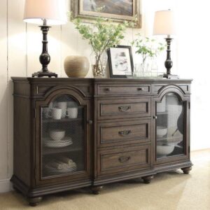 Classic Wooden Sideboard Cabinet with Mesh Doors – Elegant Storage Console