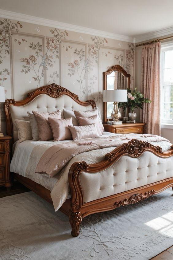 Classic Luxury Upholstered Wooden Bed Set