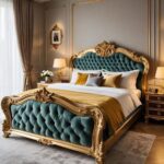 Luxury Bedroom Design with Velvet Tufted Bed and Gold Accents