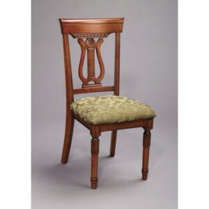 Classic Lyre Back Upholstered Wooden Dining Chair