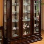 Classic Wooden Display Cabinet with Glass Shelves and Elegant Detailing
